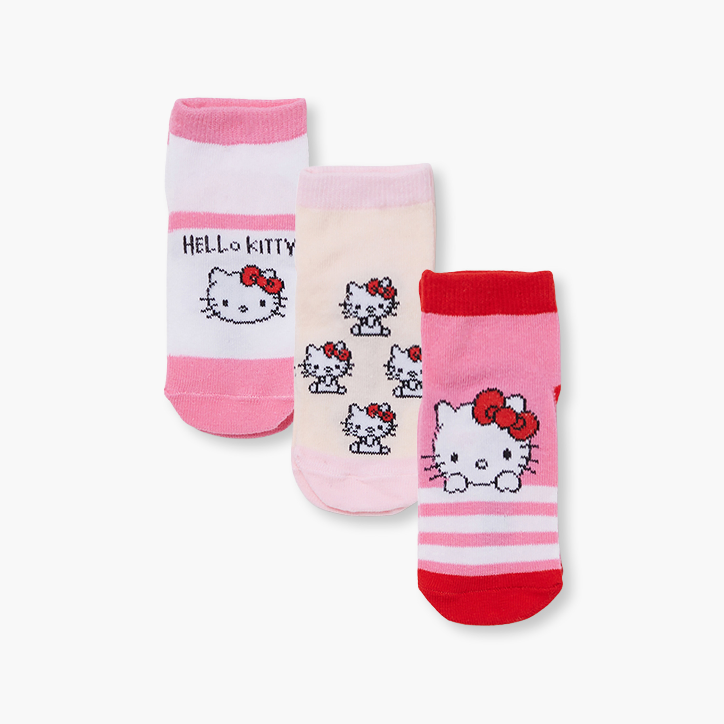 Hello Kitty 3-Pair Cotton Blend Printed Ankle Socks-girls-accessories-socks-image-1