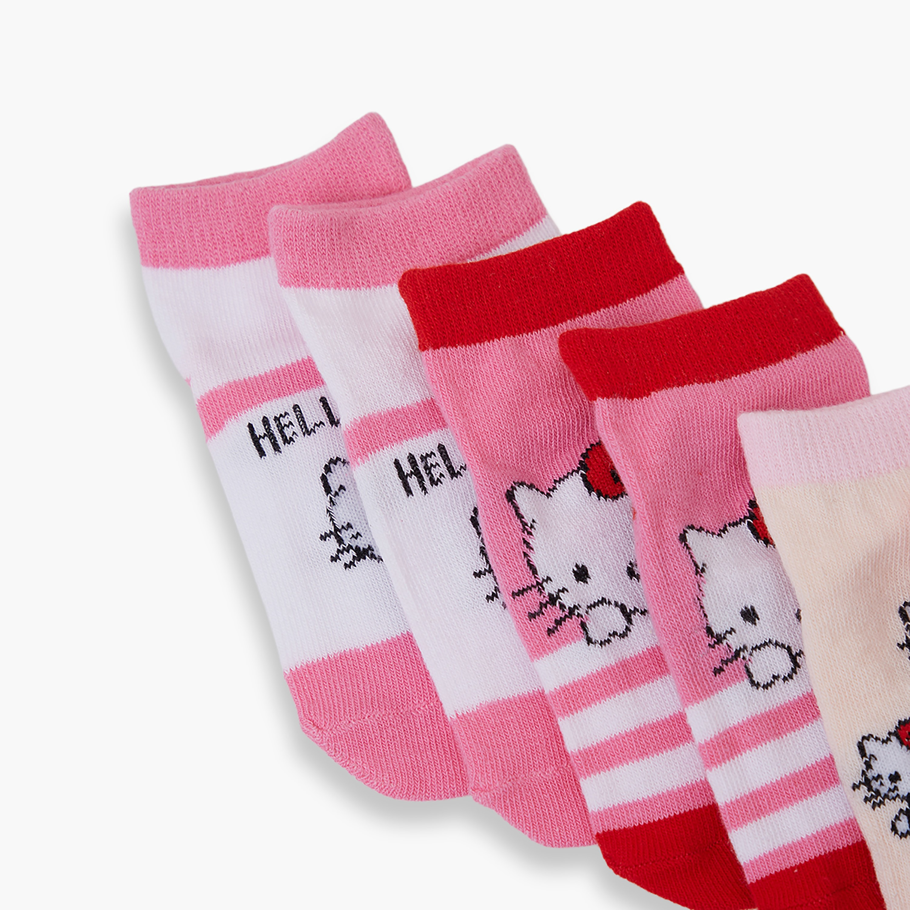 جوارب كاحل قطنية مطبوعة 3 أزواج من هالو كيتي-girls-accessories-socks-image-4