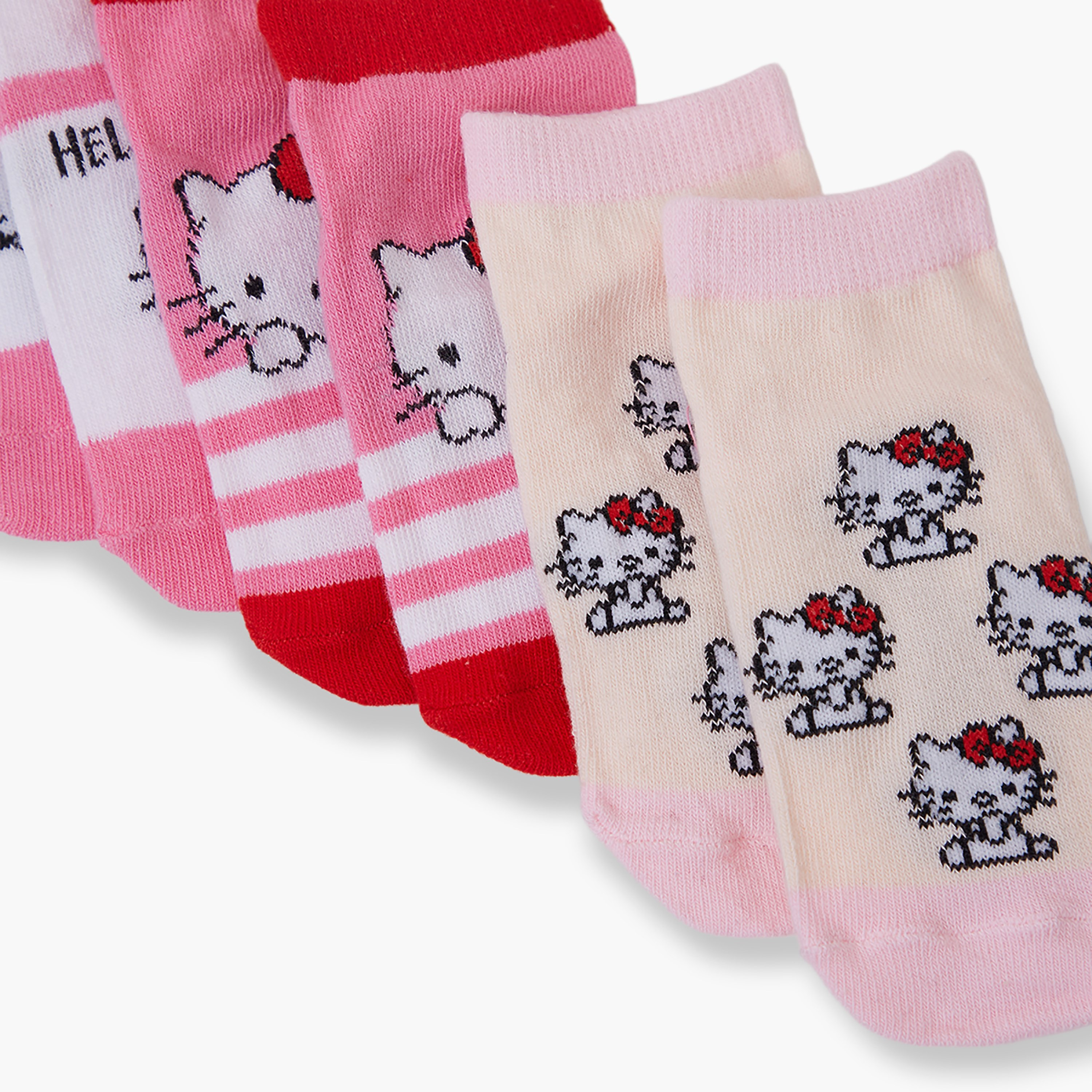 Hello Kitty 3-Pair Cotton Blend Printed Ankle Socks-girls-accessories-socks-image-5