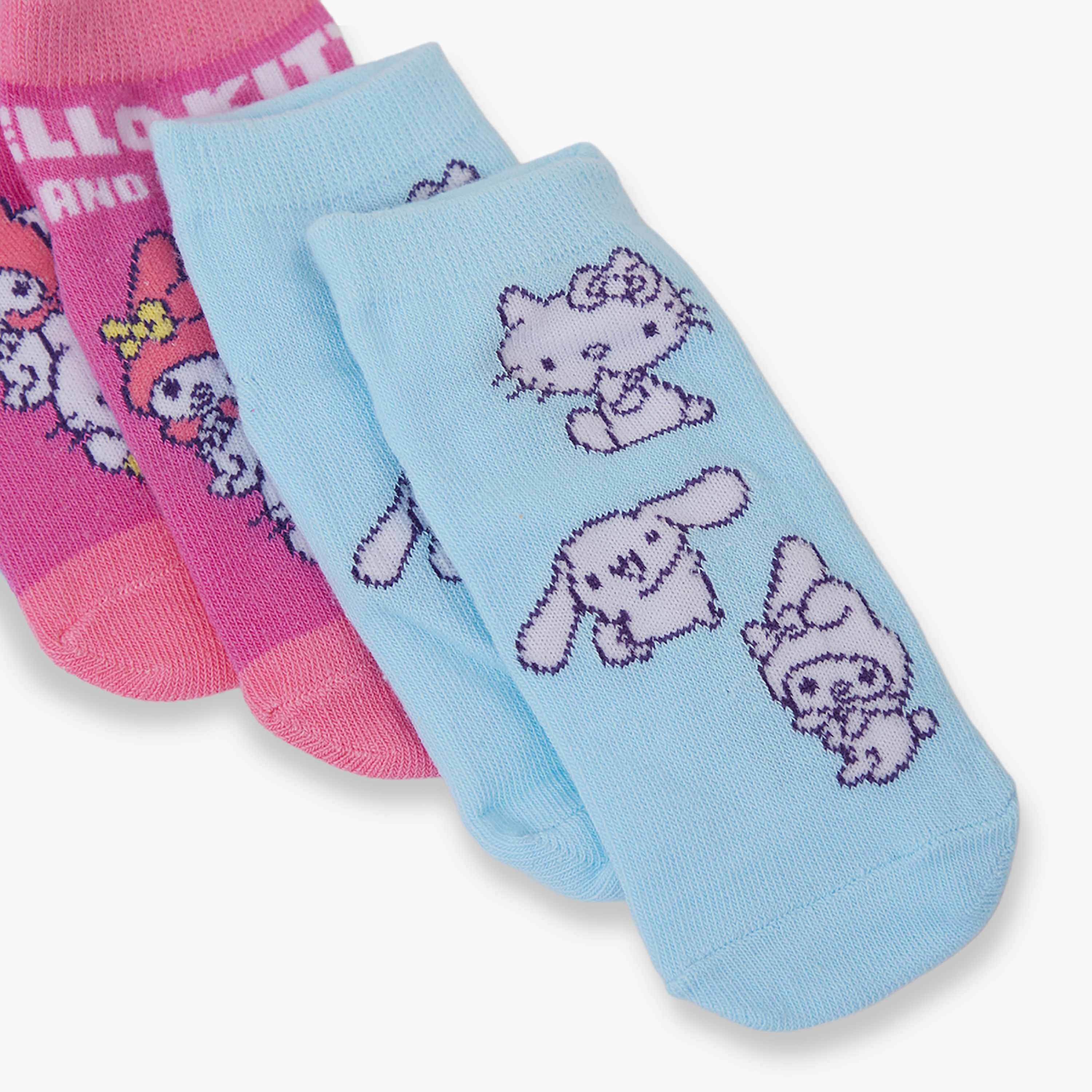 Hello Kitty 3-Pair Cotton Blend Printed Ankle Socks-girls-accessories-socks-image-5