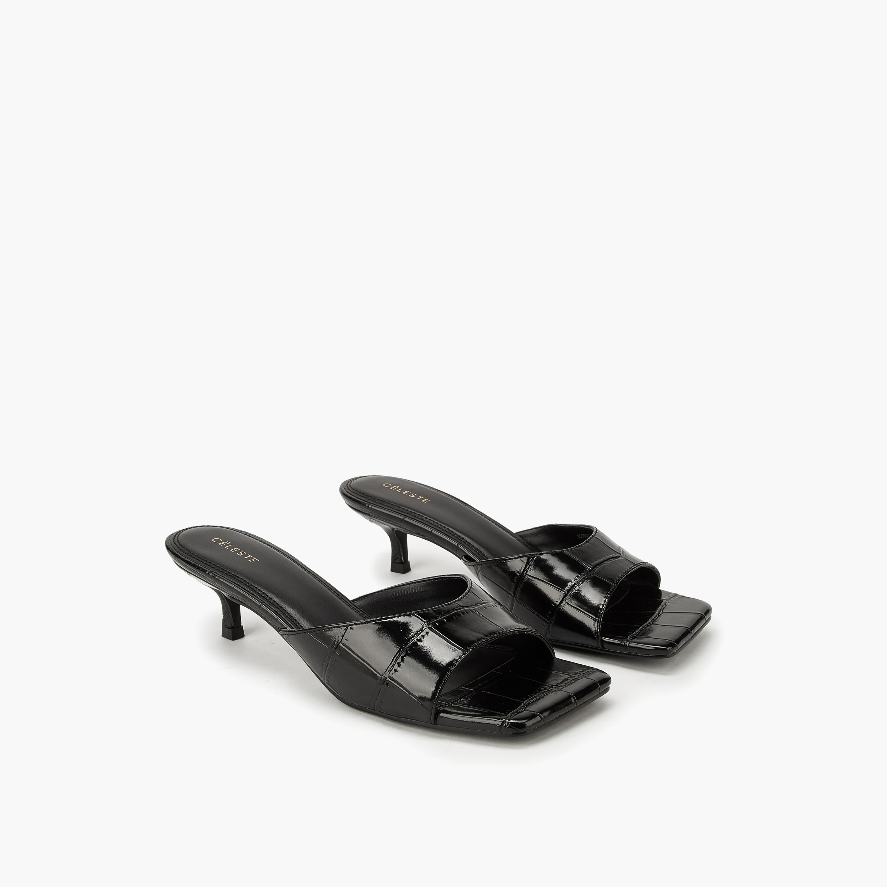 Celeste Women's Textured Slip-On Sandals with Kitten Heels-women-shoes-sandals-heeled-image-1