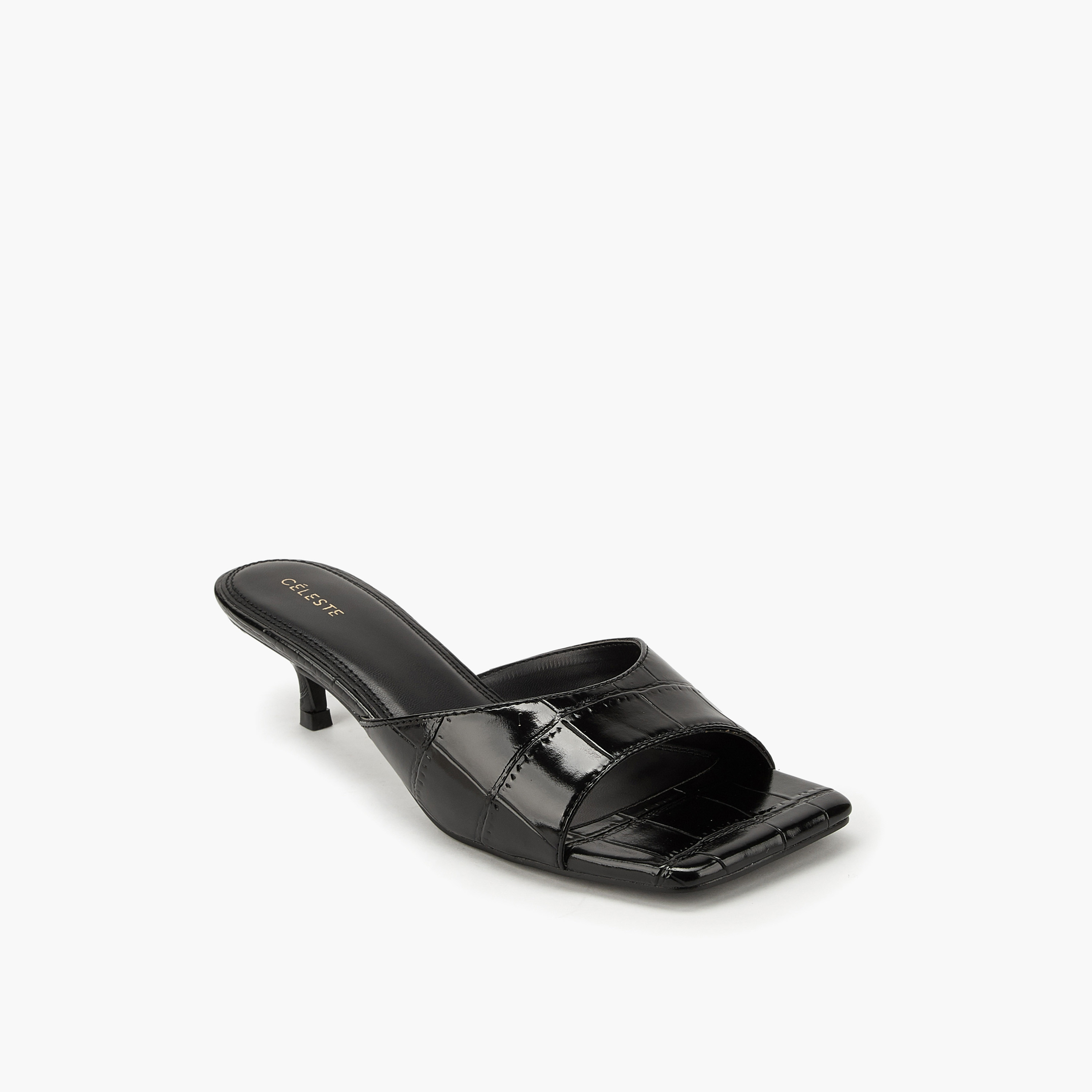 Celeste Women's Textured Slip-On Sandals with Kitten Heels-women-shoes-sandals-heeled-image-3