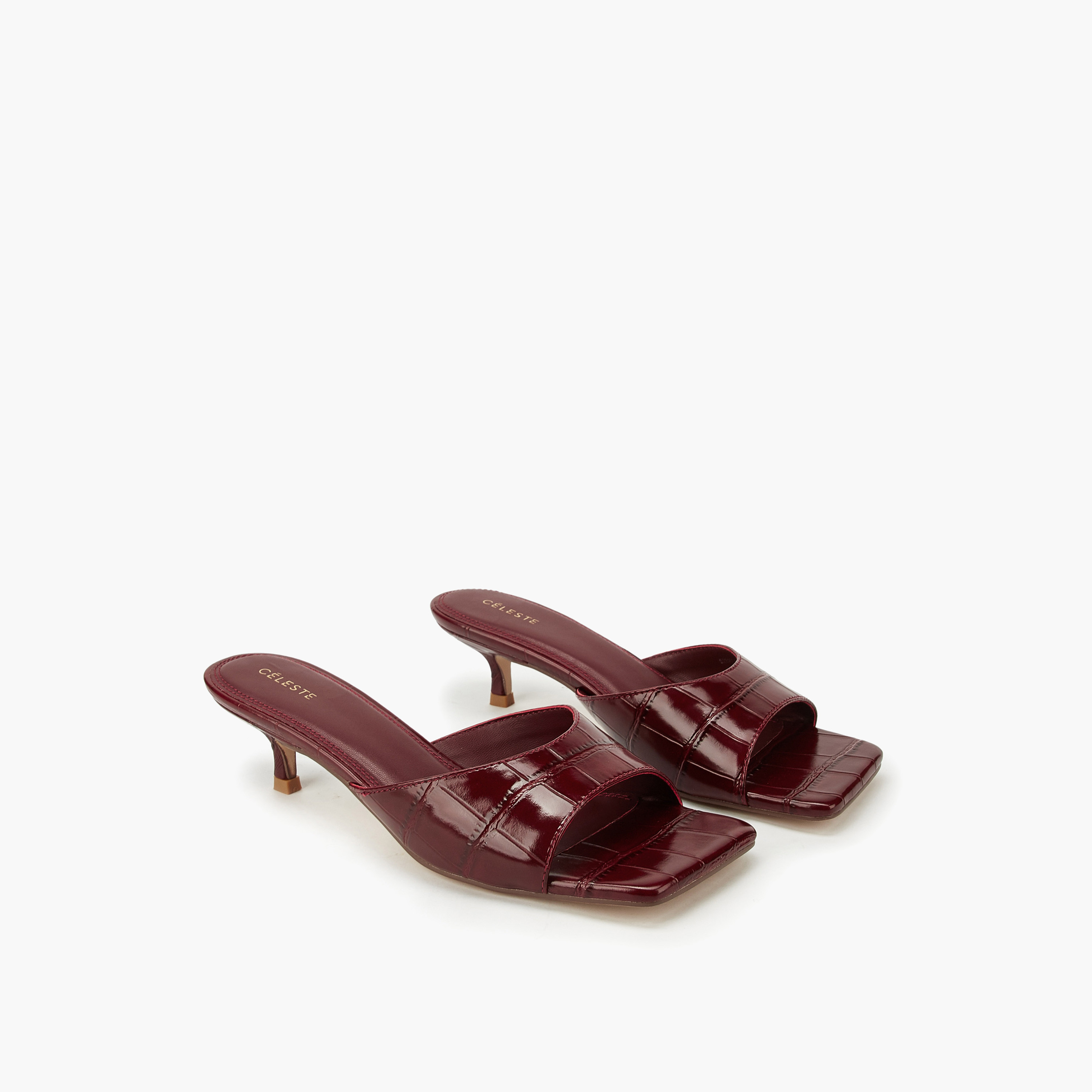 Celeste Women's Textured Slip-On Sandals with Kitten Heels-women-shoes-sandals-heeled-image-1