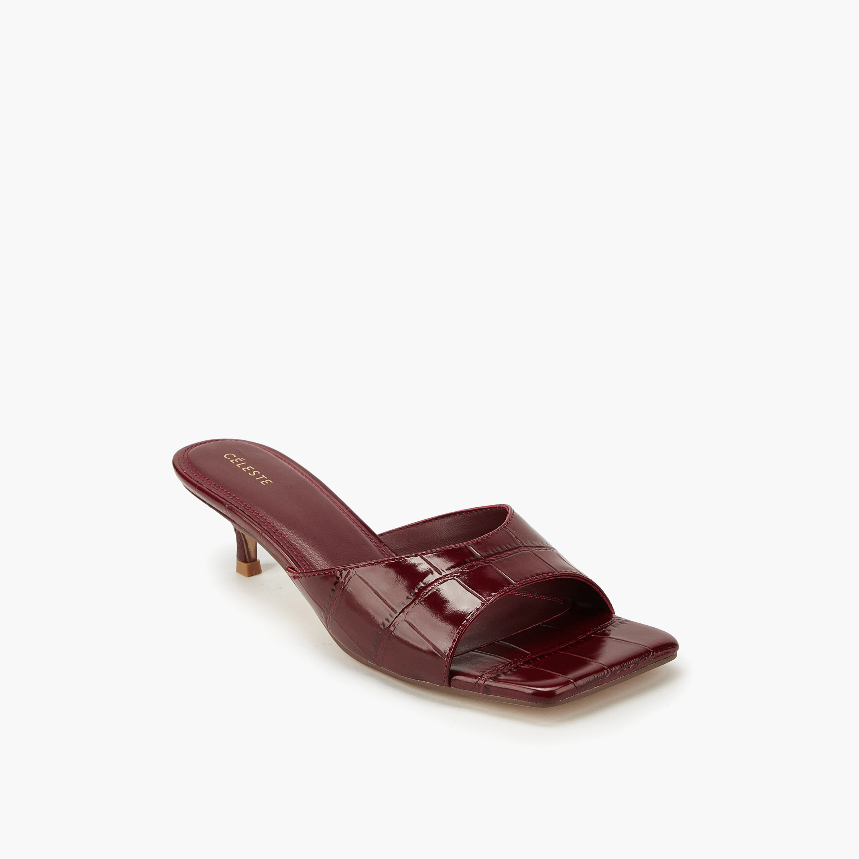 Celeste Women's Textured Slip-On Sandals with Kitten Heels-women-shoes-sandals-heeled-image-3