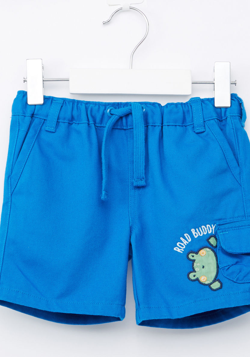 Juniors Embroidered Shorts with Elasticised Waistband and Drawstring-Shorts-image-0