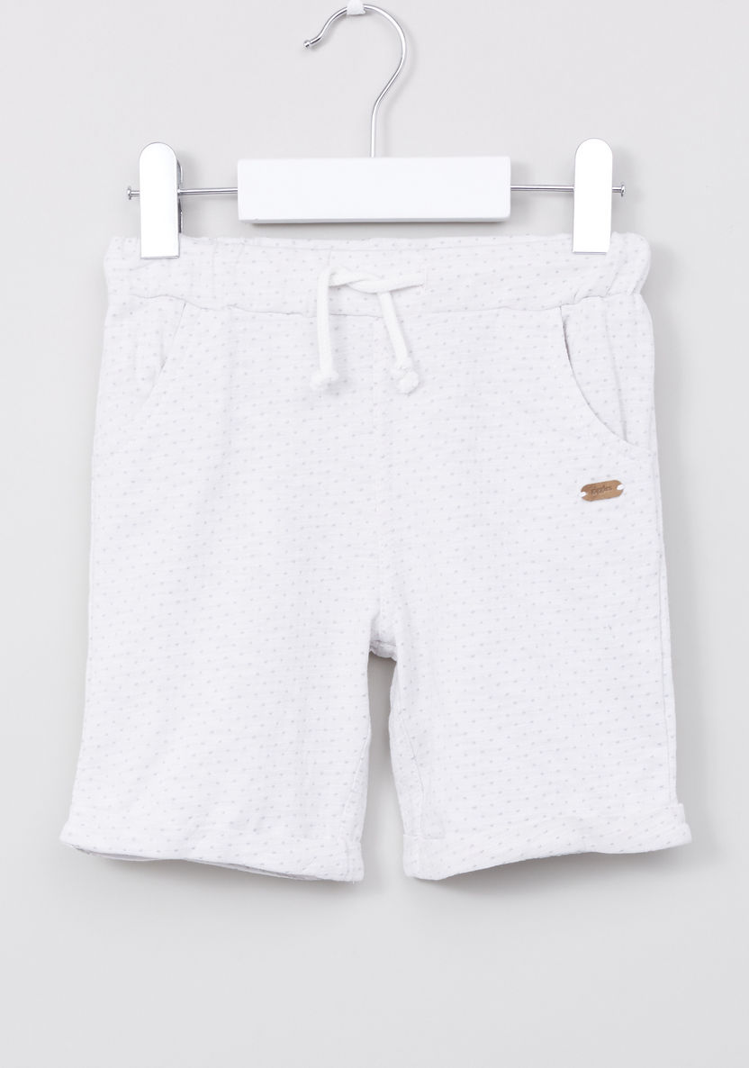 Giggles Textured Shorts with Pocket Detail and Drawstring-Shorts-image-0
