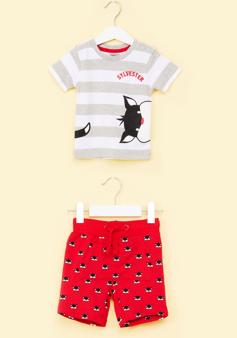 Looney Tunes Printed T-shirt with Shorts-Clothes Sets-image-0