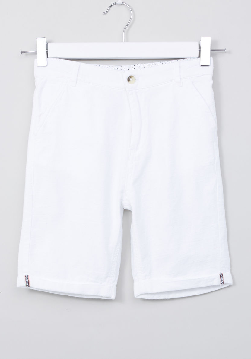 Juniors Cotton Shorts with Button and Zip Closure-Shorts-image-0
