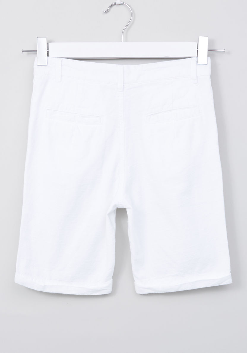 Juniors Cotton Shorts with Button and Zip Closure-Shorts-image-2