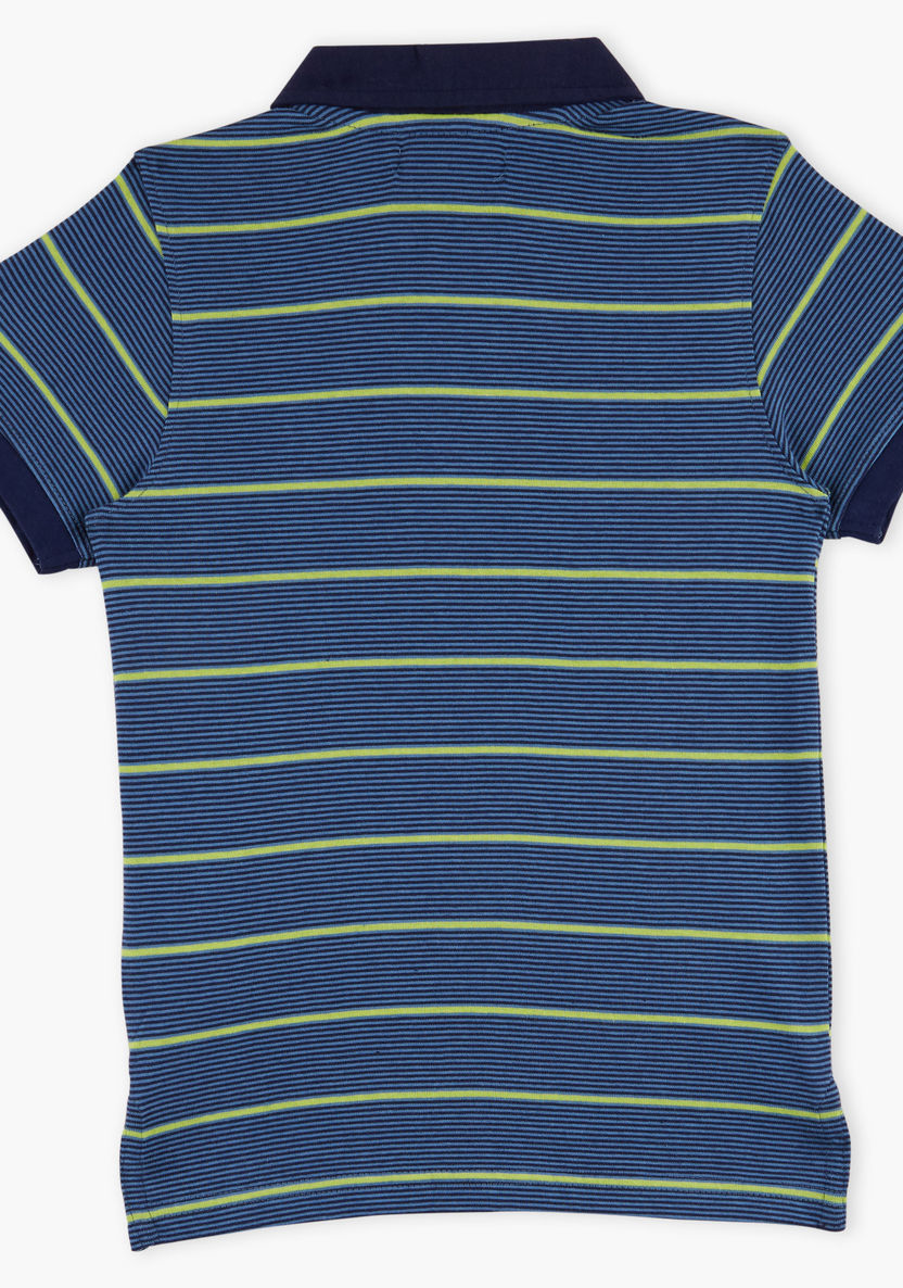 Striped Polo Neck Short Sleeves T-shirt-T Shirts-image-1