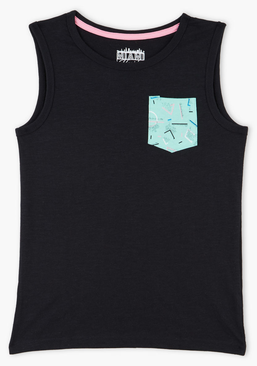 Posh Printed Sleeveless T-shirt-T Shirts-image-0