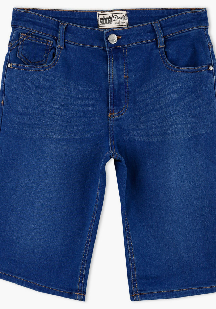 Posh Denim Shorts with Button Closure-Shorts-image-0