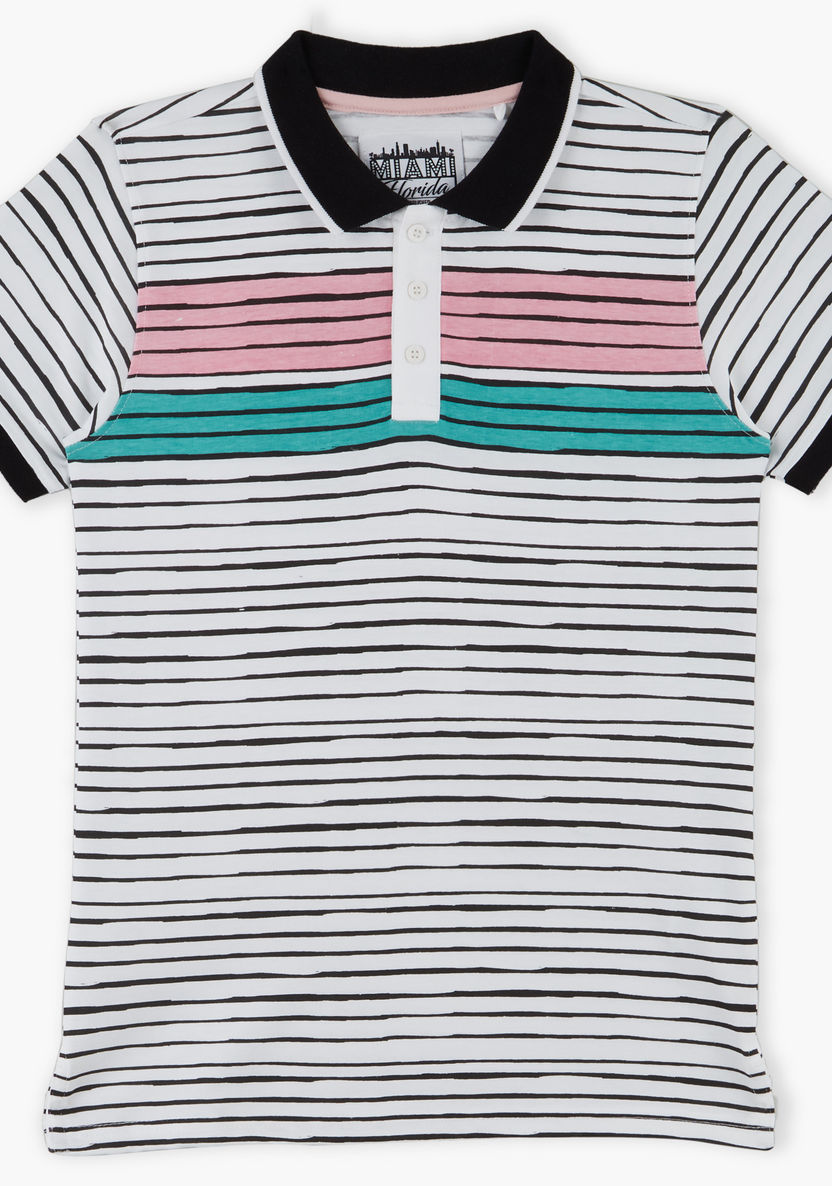 Posh Striped Polo Neck T-shirt-T Shirts-image-0
