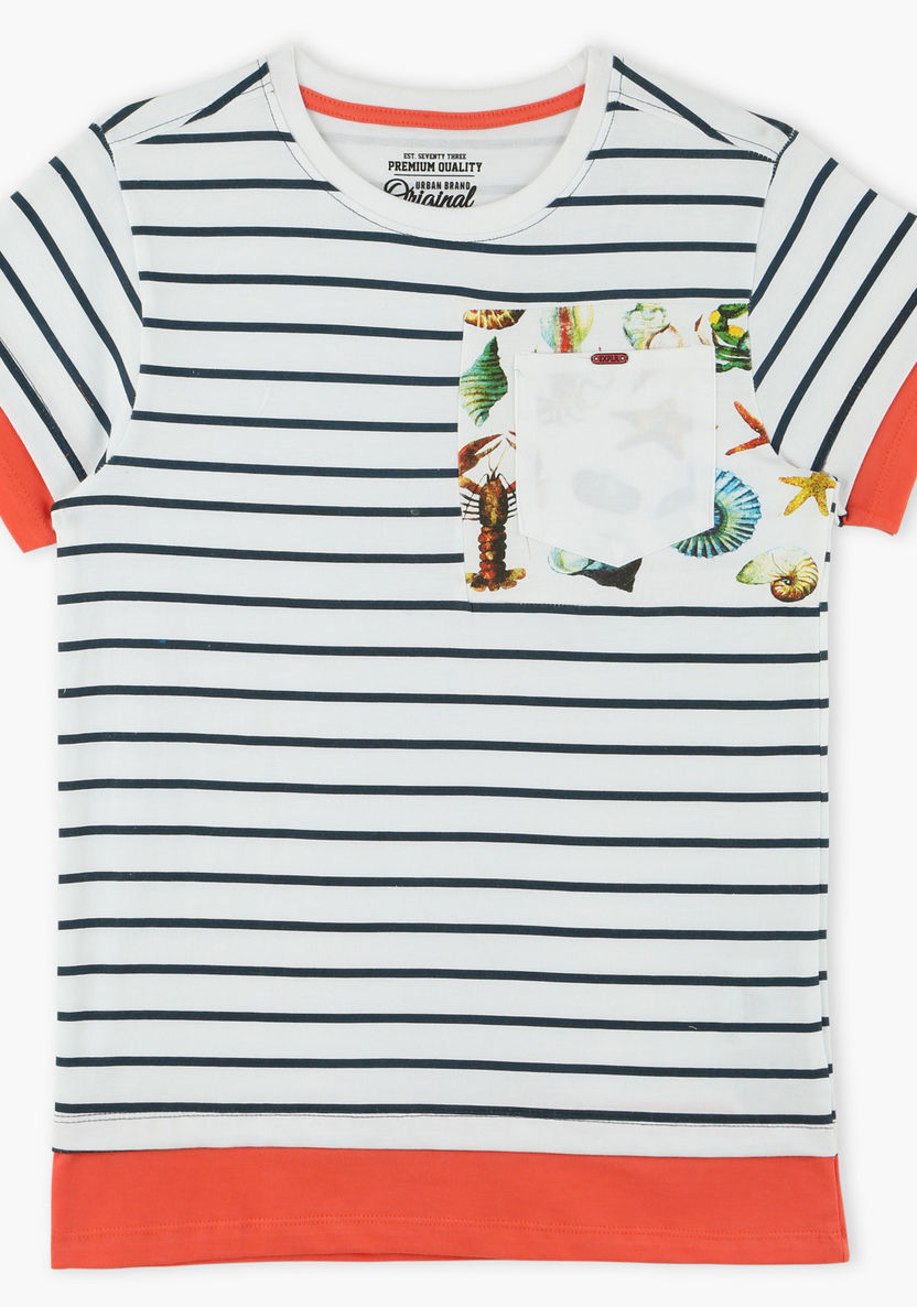 Posh Striped Round Neck T-shirt-T Shirts-image-0
