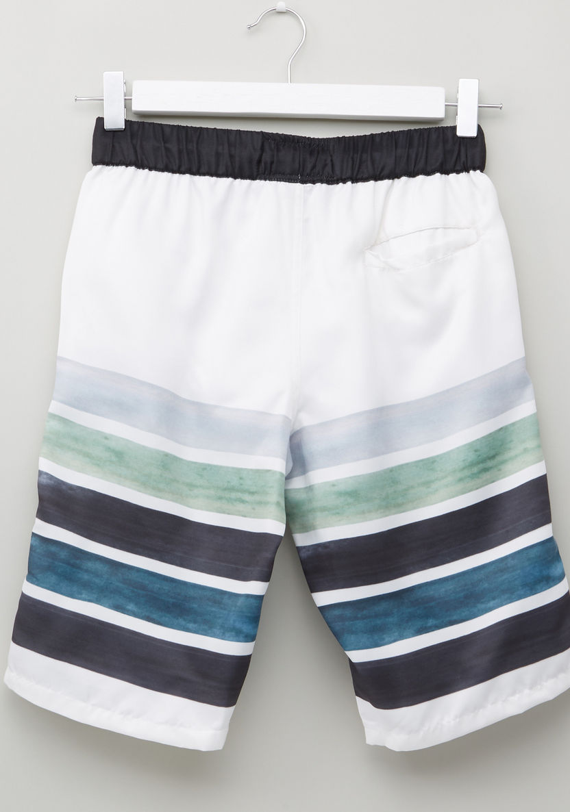 Posh Striped 3/4 Pants with Elasticised Waistband and Pocket Detail-Swimwear-image-2
