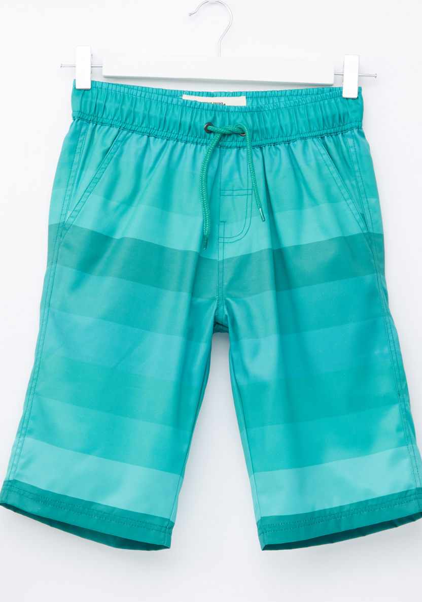 Posh Striped Shorts with Elasticised Waistband and Drawstring-Swimwear-image-0