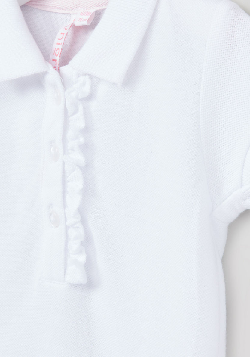 Juniors Polo Neck Ruffle Detail Short Sleeves T-shirt-T Shirts-image-2