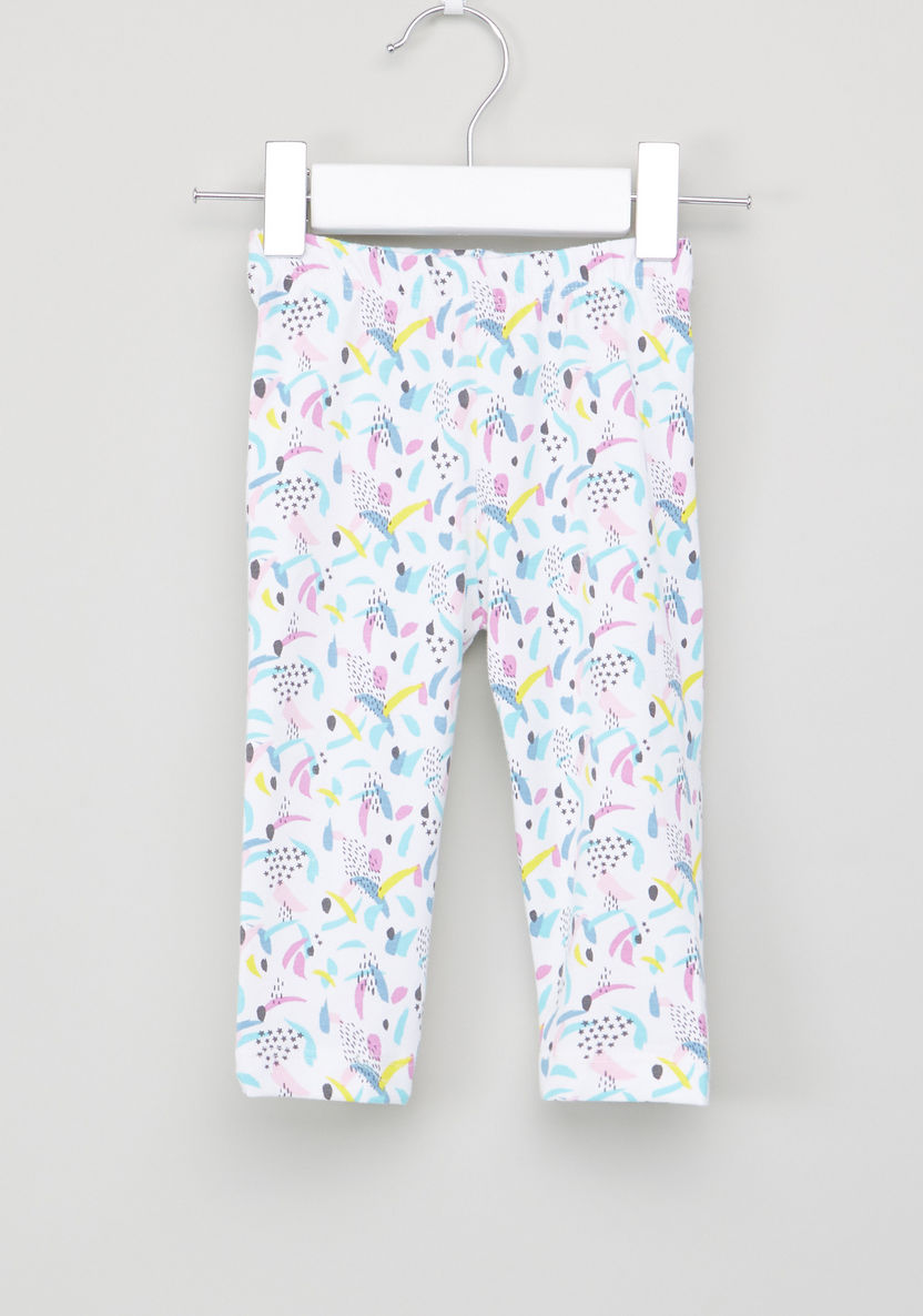 Juniors Printed Top with Leggings-Clothes Sets-image-3