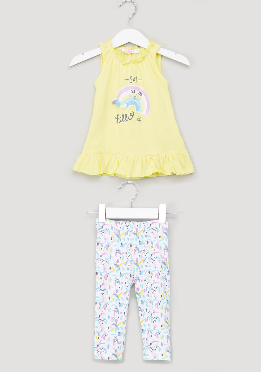 Juniors Printed Top with Leggings-Clothes Sets-image-0