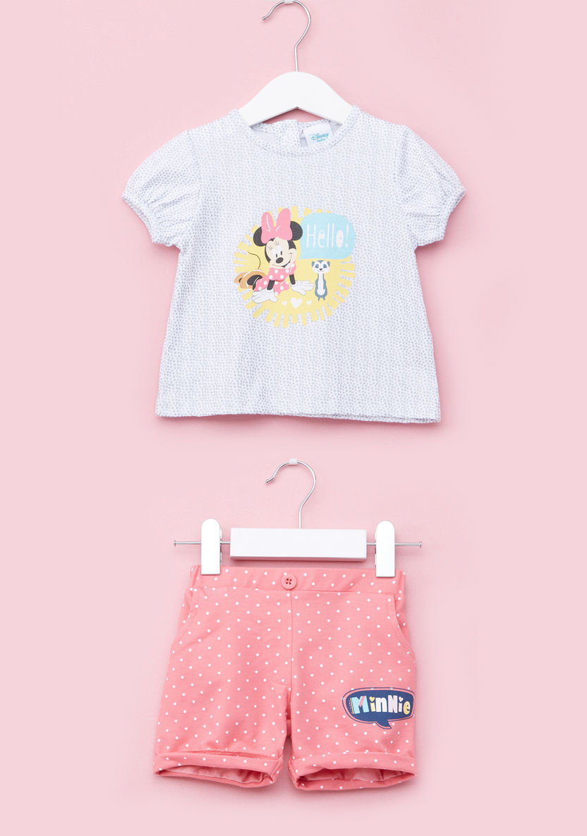 Minnie Mouse Printed Top with Shorts-Clothes Sets-image-0