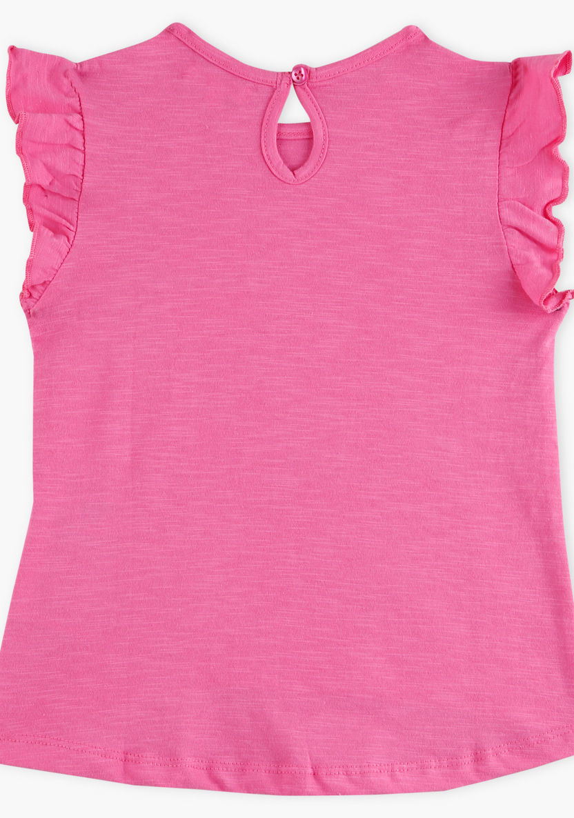 Juniors Melange Ruffle Sleeves T-shirt-T Shirts-image-1