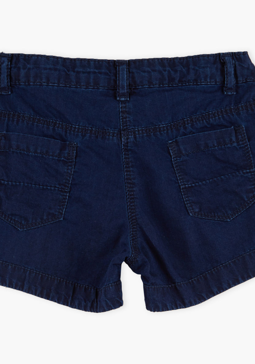 Juniors Denim Shorts with Button Closure-Shorts-image-1