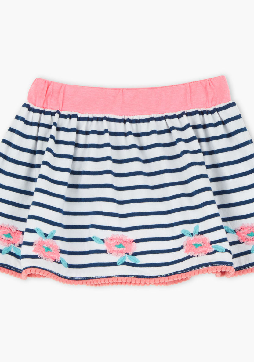 Juniors Embroidered Skirt with Elasticised Waistband-Skirts-image-0