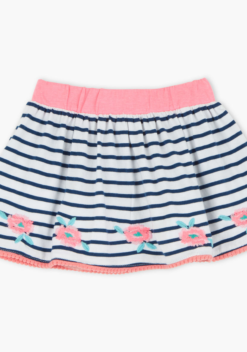 Juniors Embroidered Skirt with Elasticised Waistband-Skirts-image-1