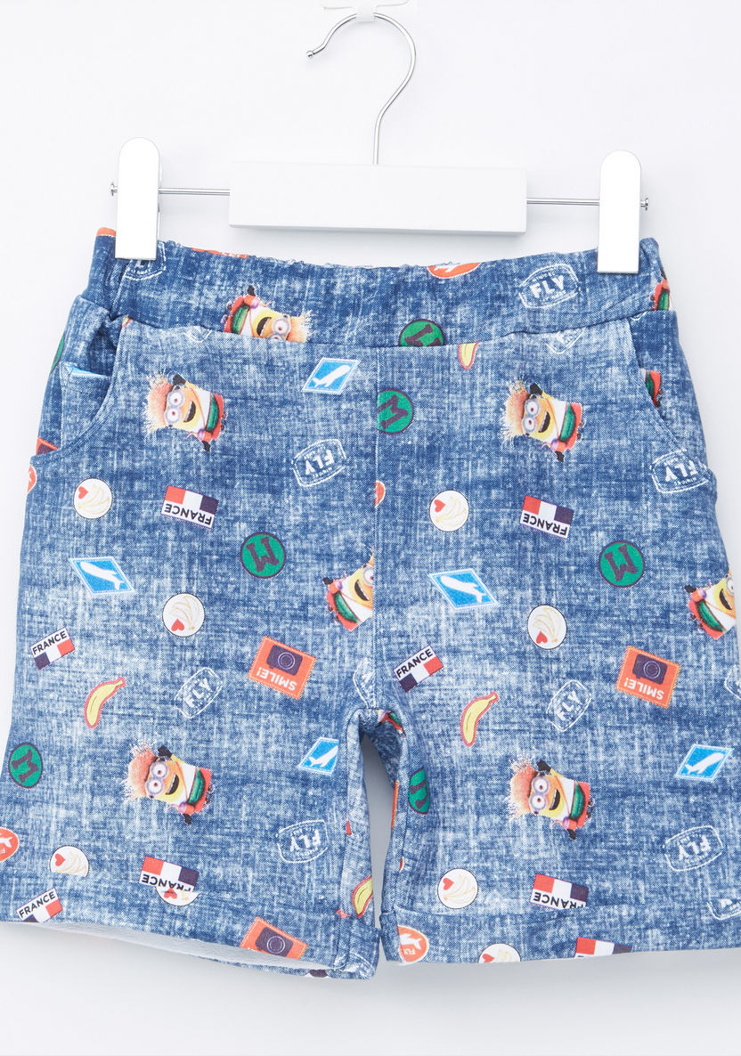 Minions Printed Shorts with Pocket Detail and Elasticised Waistband-Shorts-image-0