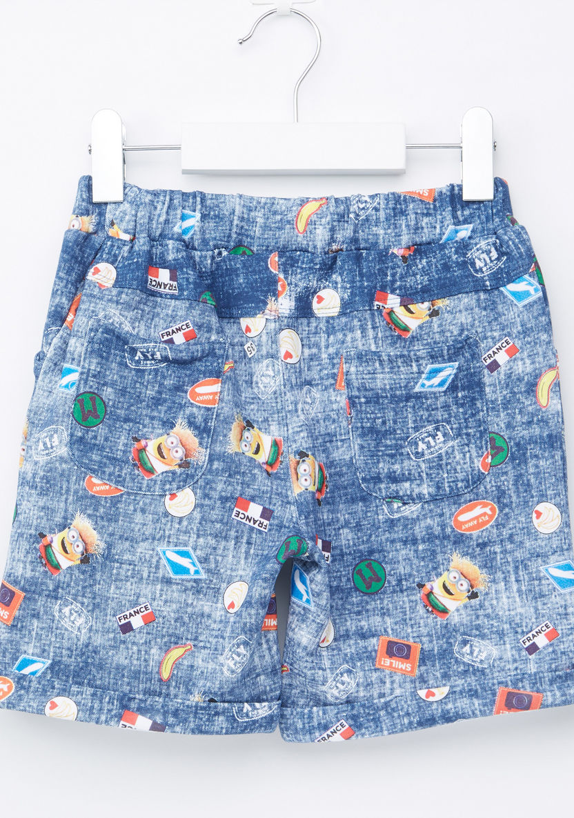 Minions Printed Shorts with Pocket Detail and Elasticised Waistband-Shorts-image-2