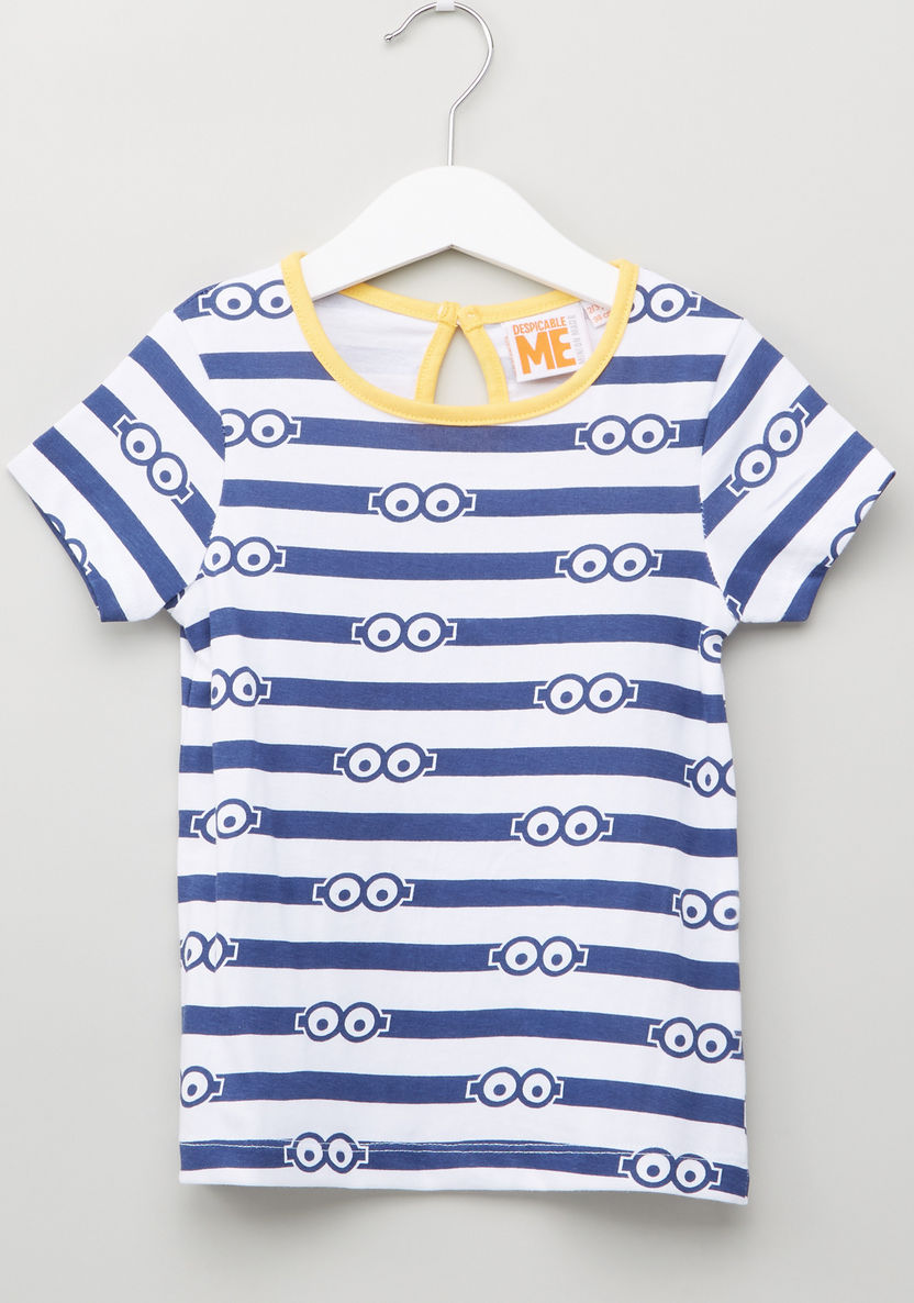 Minions Printed T-shirt with Dungarees-Clothes Sets-image-3