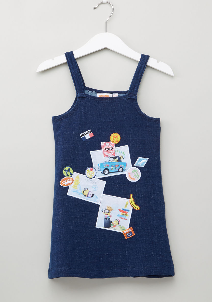 Minions Printed T-shirt with Dungarees-Clothes Sets-image-4