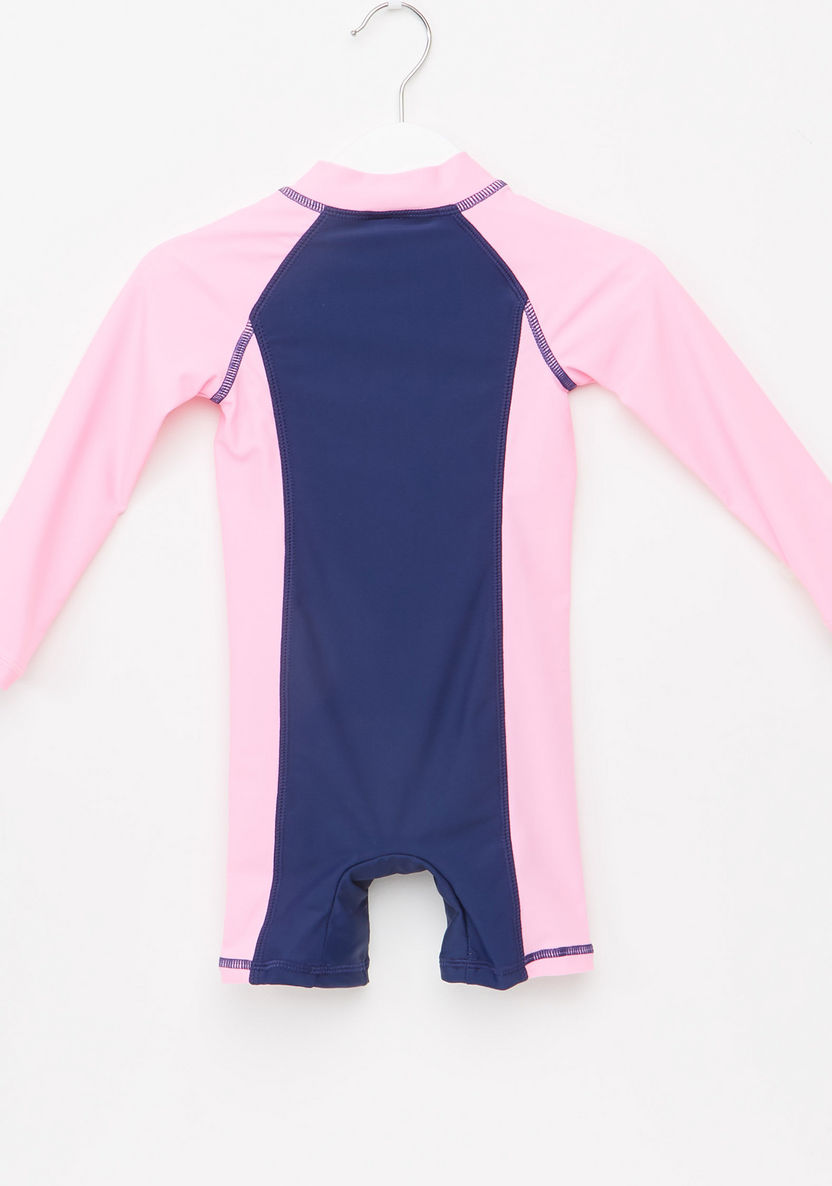 Juniors Printed Long Sleeves Romper Swimsuit-Swimwear-image-2
