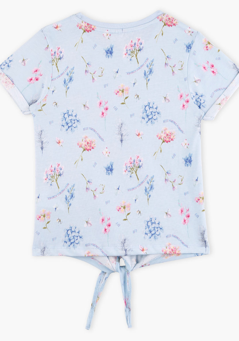 Juniors Floral Printed Short Sleeves Top-Blouses-image-1