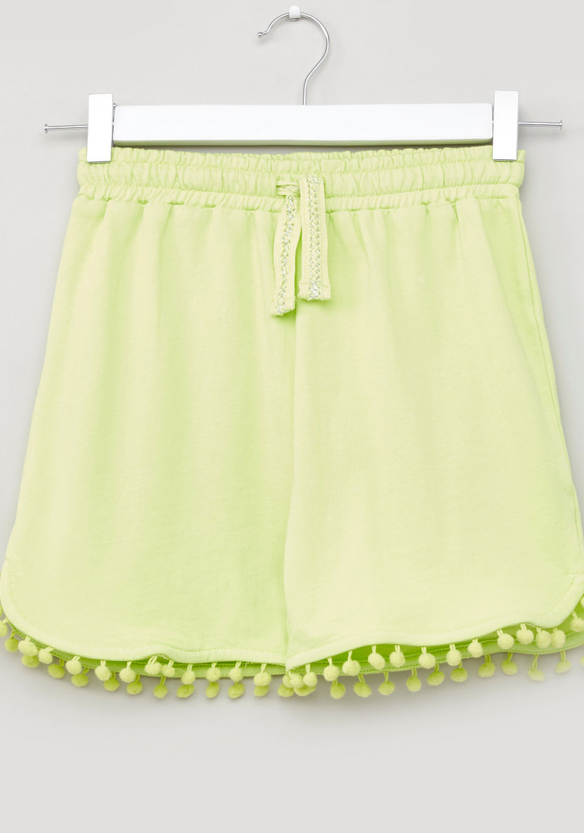Juniors Shorts with Drawstring Closure and Pom Pom Detail-Shorts-image-0