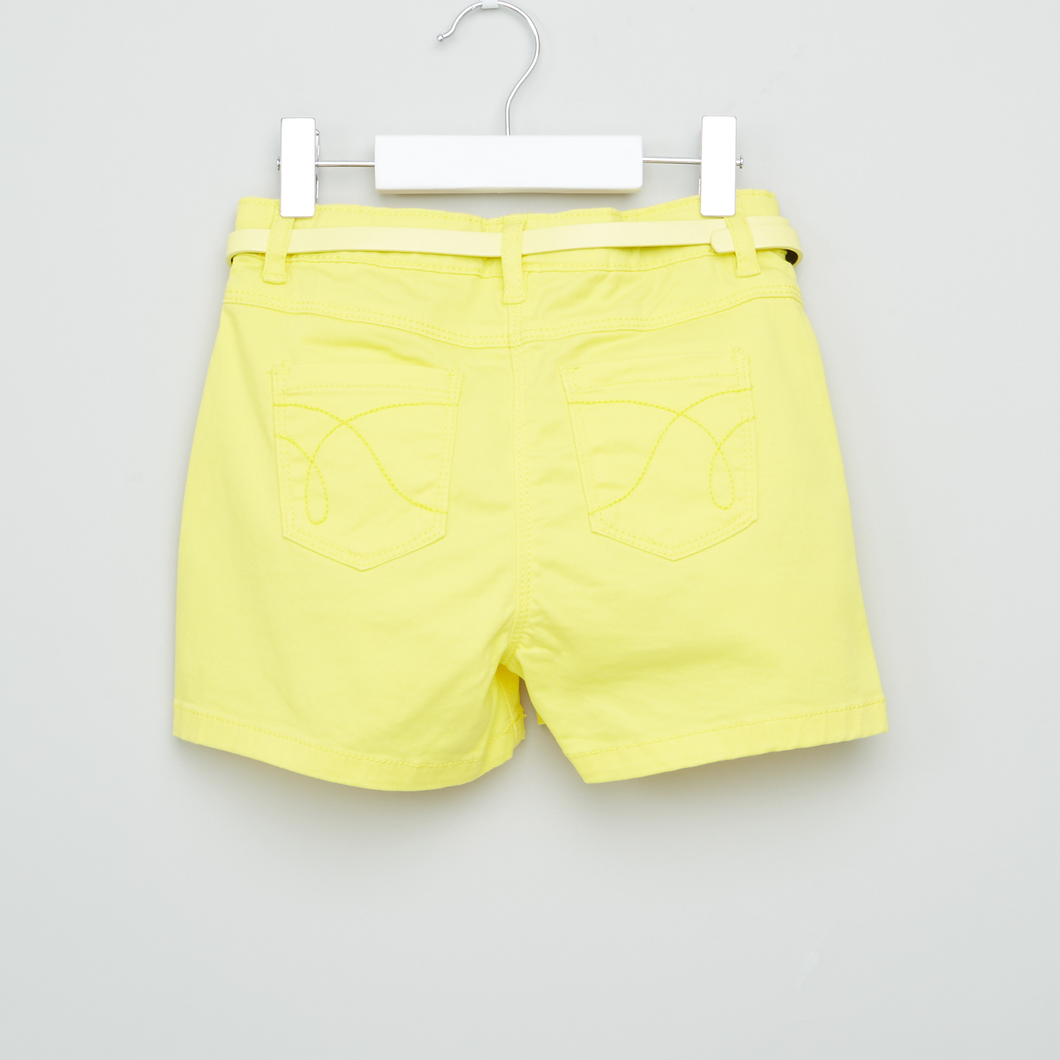 Juniors Embroidered Denim Shorts with Pocket Detail and Belt-girls-clothing-bottoms-shorts-image-3