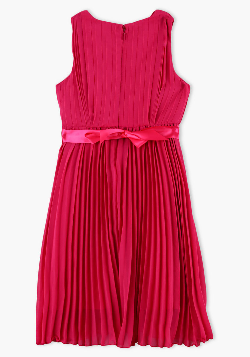 Juniors Pleated V-Neck Dress-Dresses%2C Gowns and Frocks-image-1