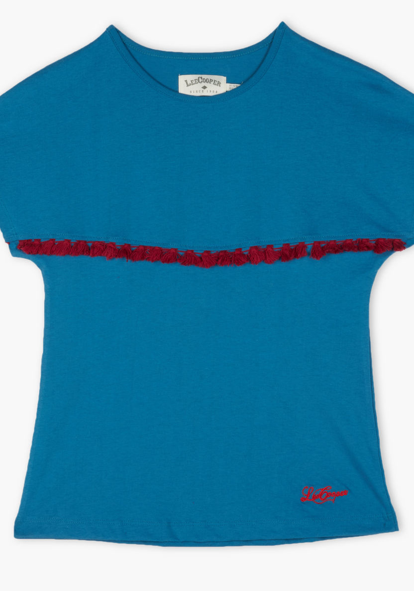 Lee Cooper Tassel Trim Detail Round Neck Short Sleeves T-shirt-T Shirts-image-0