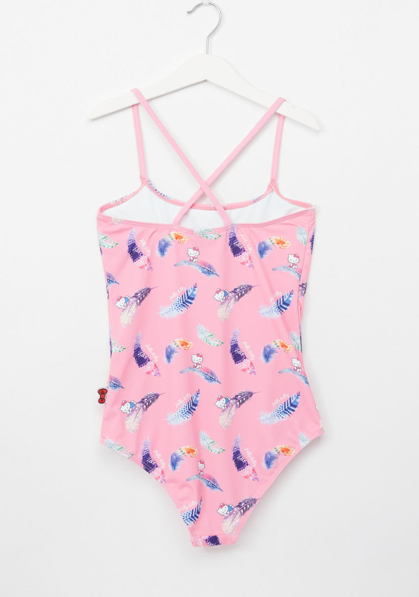 Hello Kitty Printed Cross Back Swimsuit-Swimwear-image-2