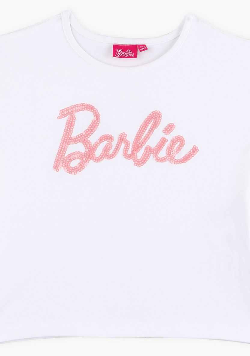 Barbie Sequin Detail Round Neck T-shirt-T Shirts-image-0