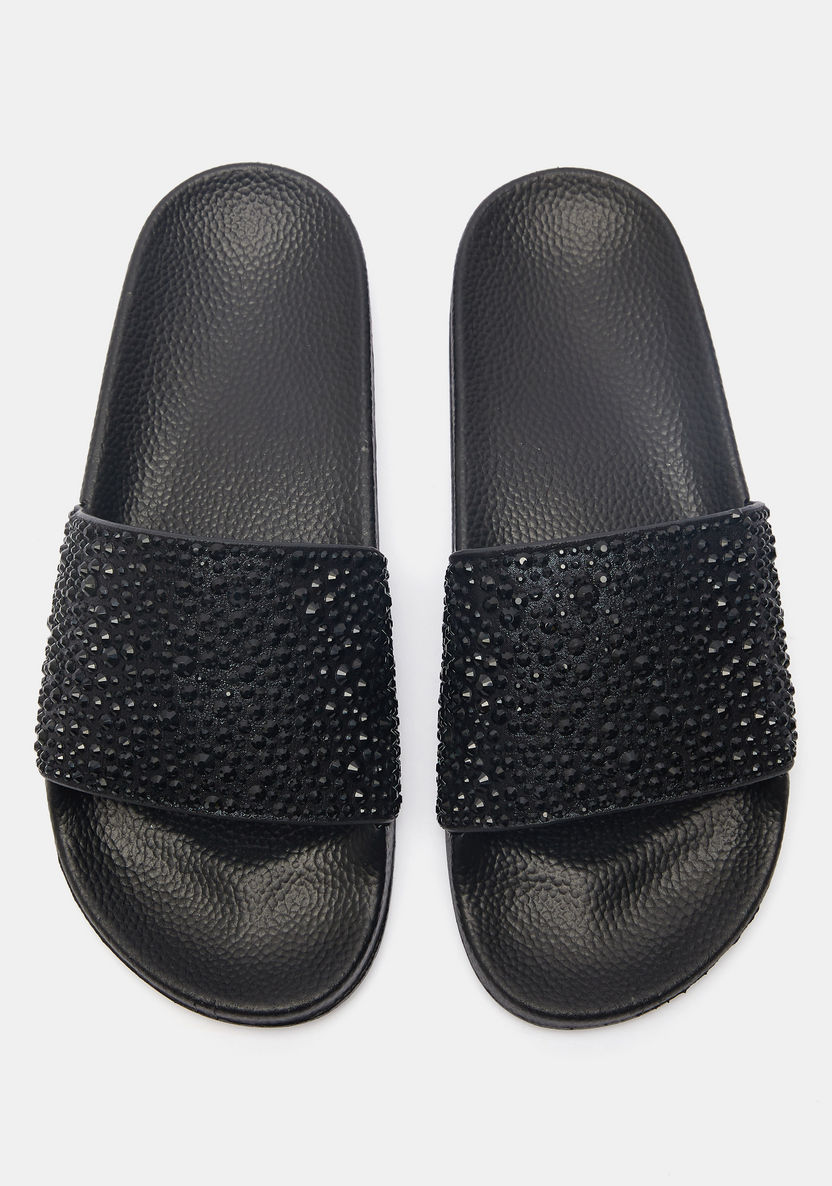 Embellished Slip-On Slide Slippers-Women%27s Flip Flops & Beach Slippers-image-0