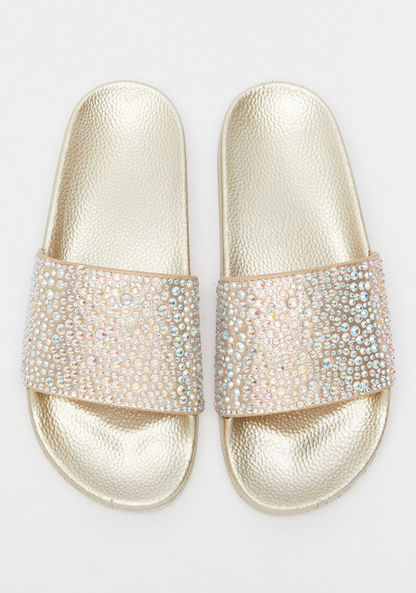 Embellished Slip-On Slide Slippers-Women%27s Flip Flops & Beach Slippers-image-0