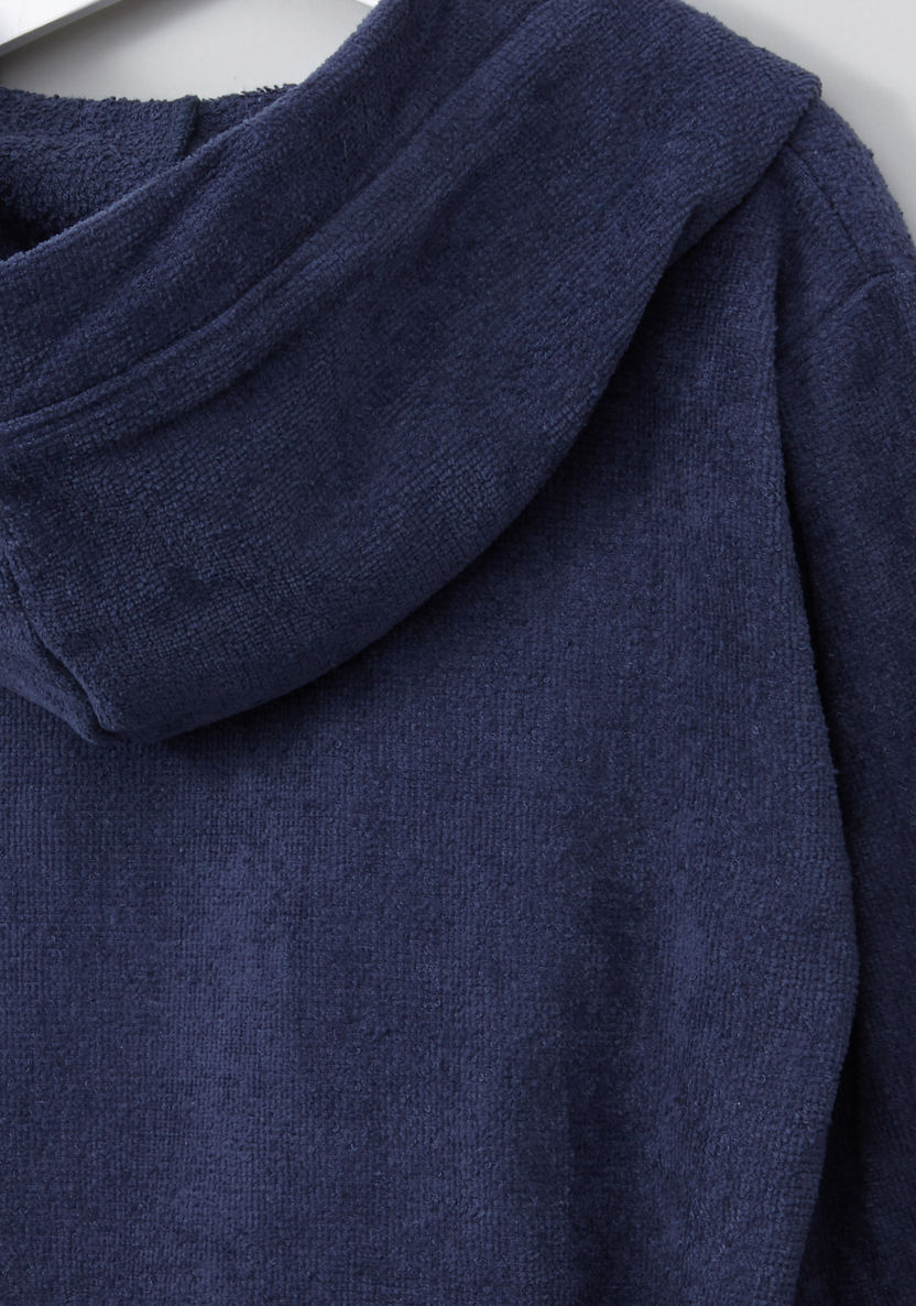 Juniors Solid Bathrobe with Long Sleeves and Hood-Nightwear-image-3