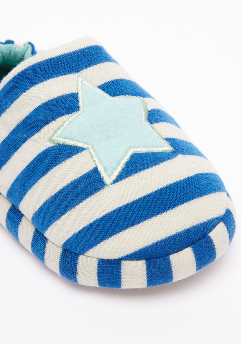 Juniors Striped Bedroom Shoes with Star Applique-Bedroom Slippers-image-1