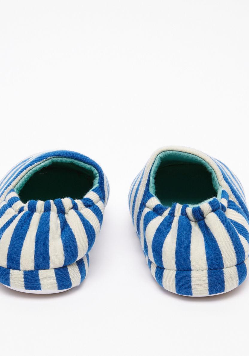 Juniors Striped Bedroom Shoes with Star Applique-Bedroom Slippers-image-2