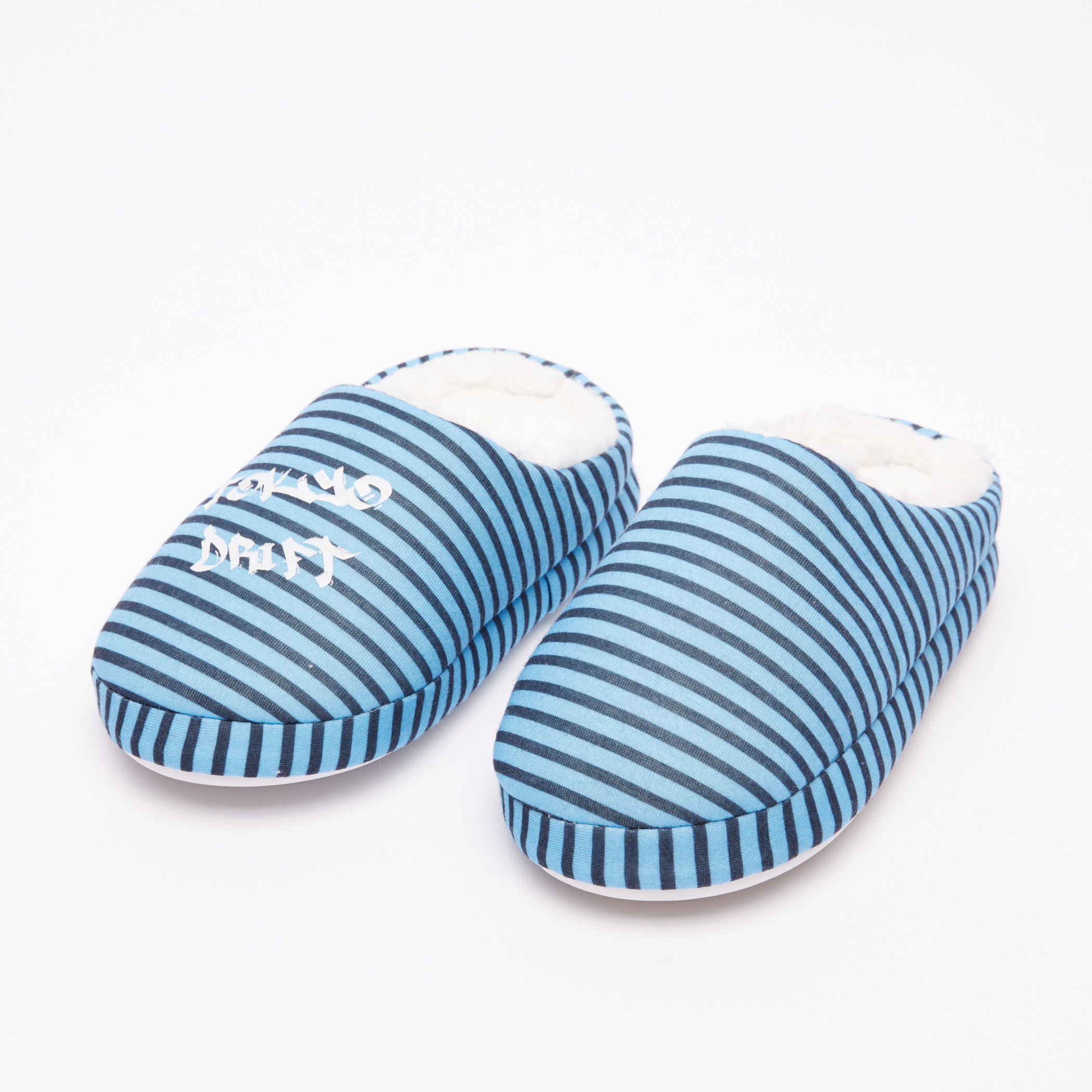 Juniors Striped Plush Bedroom Botties-baby-boys-shoes-flipflopsandslides-image-1