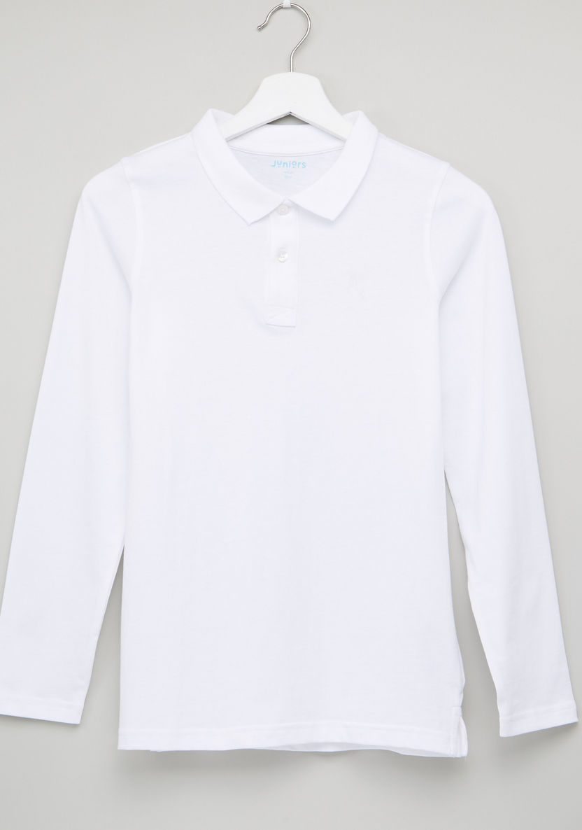 Juniors Polo Neck Long Sleeves T-shirt-T Shirts-image-0
