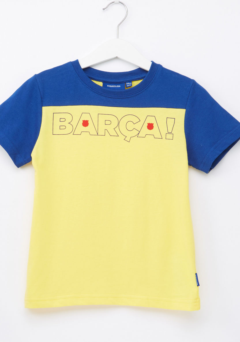 FC Barcelona Printed T-shirt with Bermuda Shorts-Clothes Sets-image-1