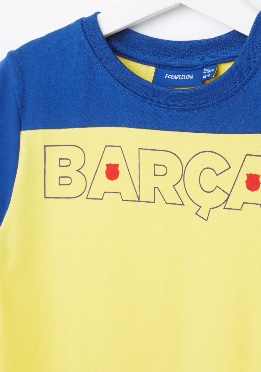 FC Barcelona Printed T-shirt with Bermuda Shorts-Clothes Sets-image-2