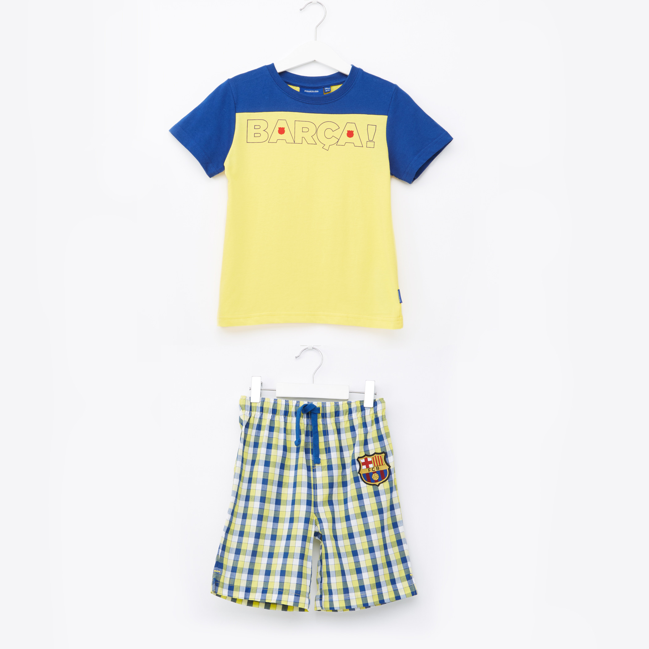 طقم شورت برمودا وتيشيرت بطبعات إف سي برشلونة-boys-clothing-setsandcoords-image-1